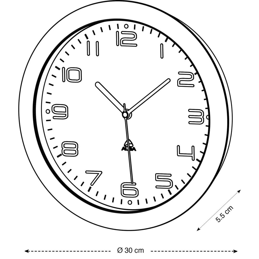 Horloge murale radio-pilotée silencieuse, Ø 30 cm HORNEWRC noir ALBA - Horloge murale radio-pilotée silencieuse ALBA HORNEWRC noir, dimensions