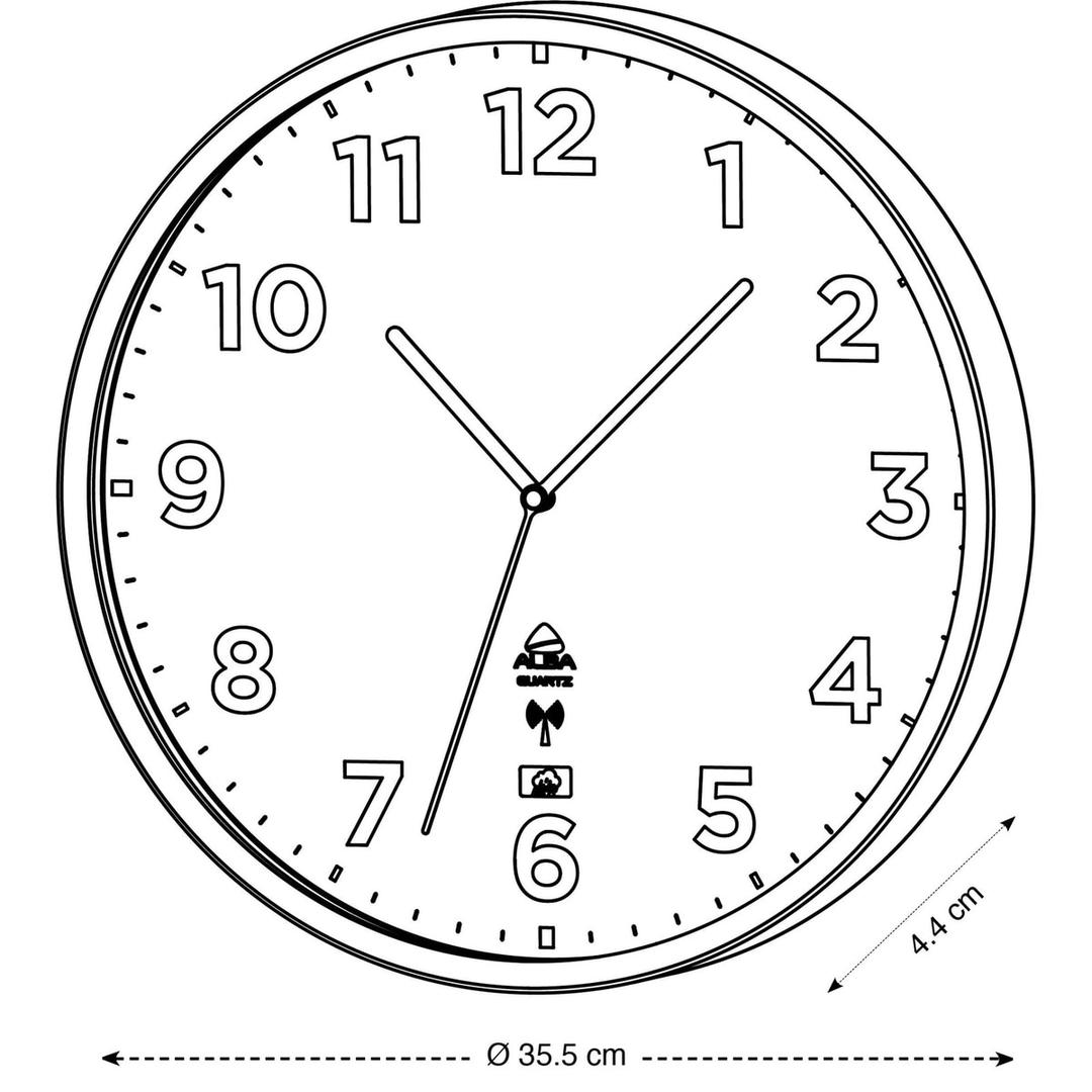 Horloge d'extérieur radio-pilotée, Ø 35,5 cm HOREXTRARC blanc et argent ALBA - Horloge d'extérieur radio-pilotée ALBA HOREXTRARC blanc et argent, dimensions