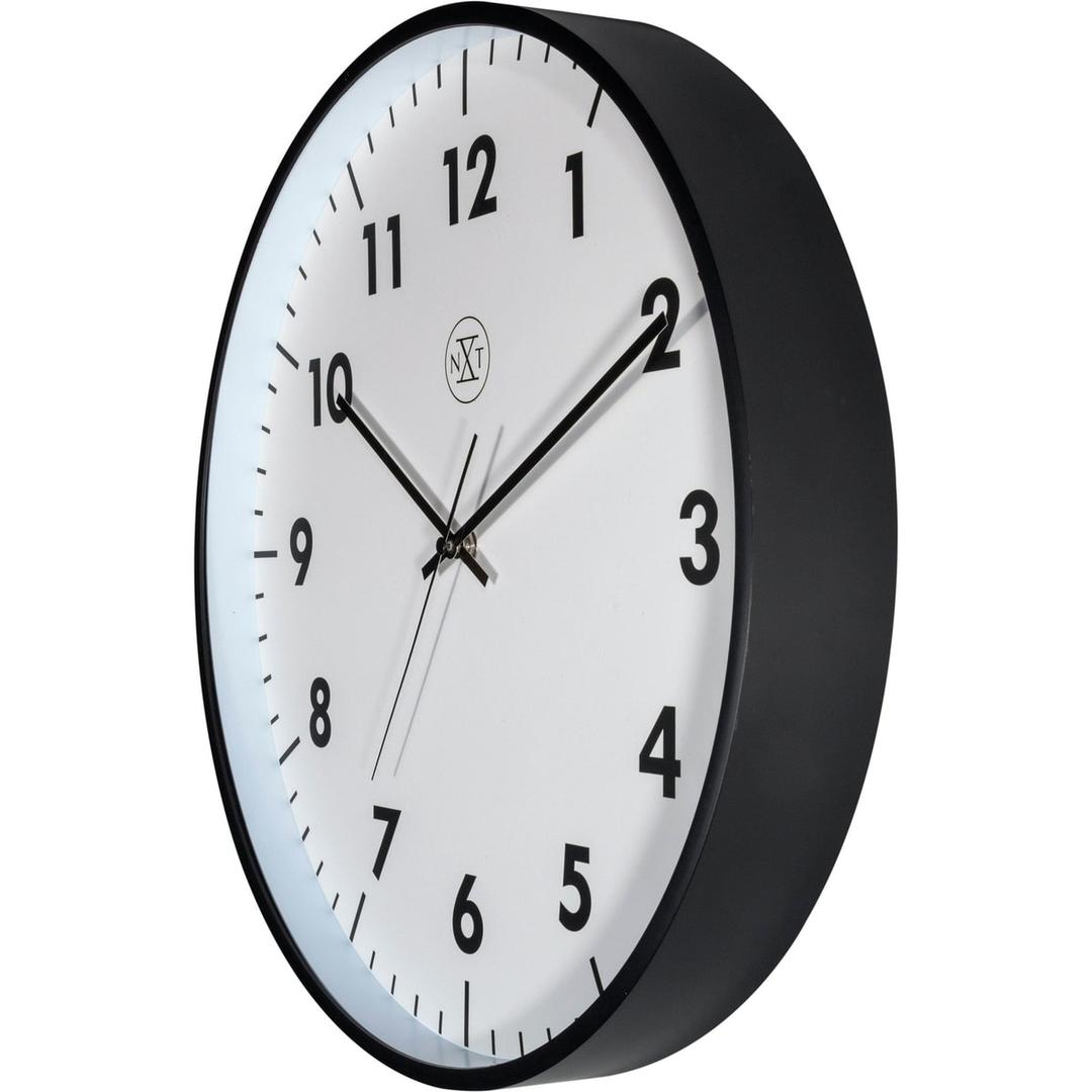 Grande horloge murale silencieuse, Ø 40,5 cm NXT New noir NEXTIME - Grande horloge murale silencieuse NeXtime NXT New noir, vue de biais