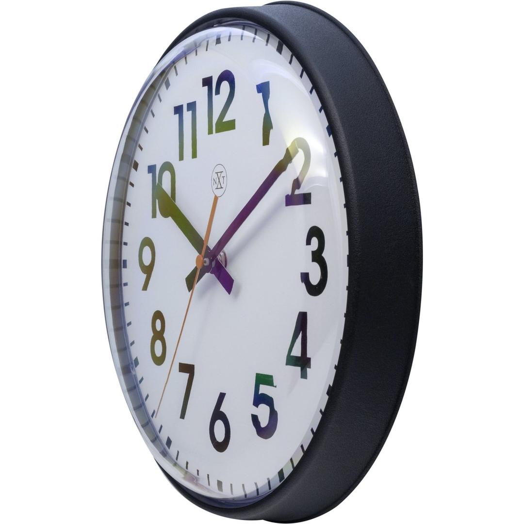 Horloge murale à quartz, Ø 26 cm NXT Peter noir NEXTIME - Horloge murale à quartz NeXtime NXT Peter noir, vue de biais