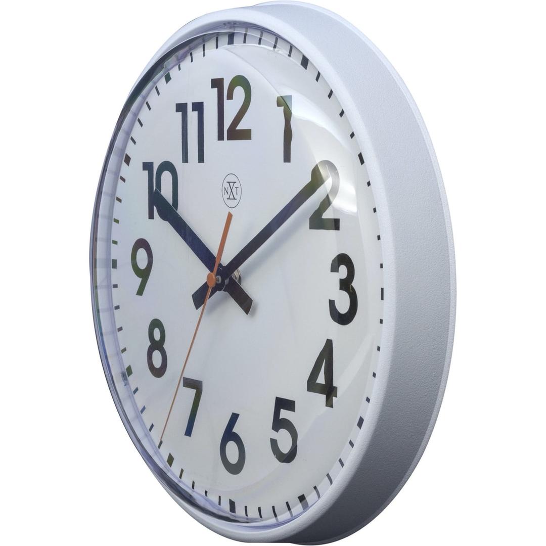 Horloge murale à quartz, Ø 26 cm NXT Peter blanc NEXTIME - Horloge murale à quartz NeXtime NXT Peter blanc, vue de biais