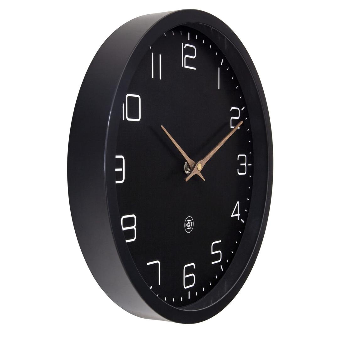 Horloge murale silencieuse papier et bioplastique, Ø 30 cm NXT Eco noir NEXTIME - Horloge murale silencieuse papier et bioplastique NeXtime NXT Eco noir, vue de biais