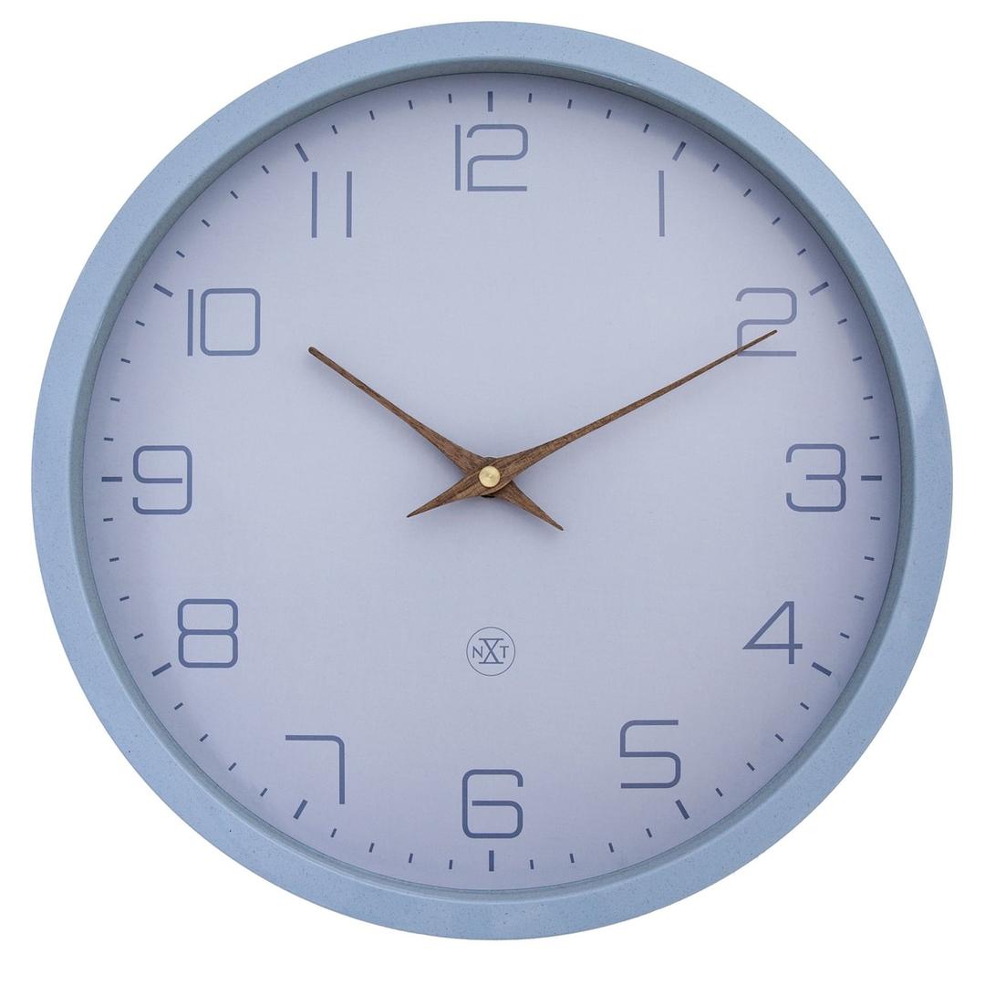 Horloge murale silencieuse papier et bioplastique, Ø 30 cm NXT Eco bleu NEXTIME - Horloge murale silencieuse papier et bioplastique NeXtime NXT Eco bleu, vue de biais