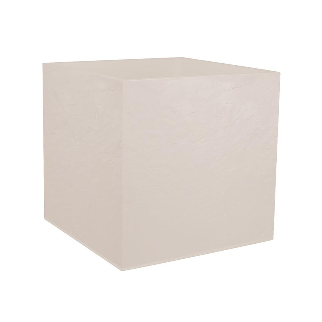 Bac à plantes carré double paroi, décor pierre VOLCANIA carré 50 cm beige EDA - Bac à plantes carré double paroi EDA VOLCANIA carré 50 cm beige, vue d'ensemble