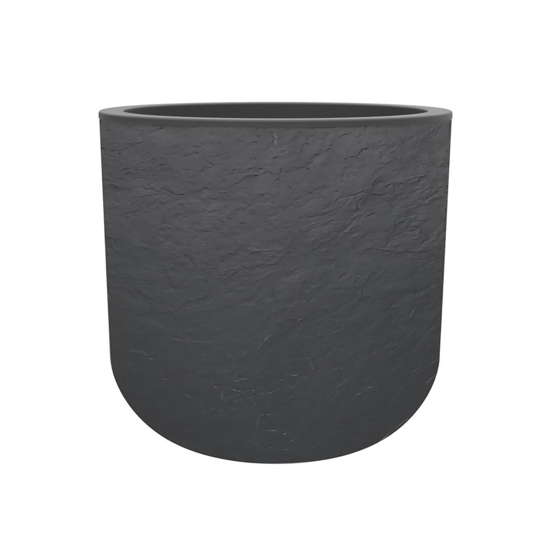Pot de fleurs rond, décor pierre VOLCANIA'UP Ø 40 cm anthracite EDA - Pot de fleurs rond EDA VOLCANIA'UP Ø 40 cm anthracite, vue d'ensemble