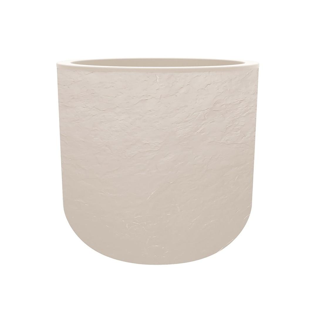 Pot de fleurs rond, décor pierre VOLCANIA'UP Ø 40 cm beige EDA - Pot de fleurs rond EDA VOLCANIA'UP Ø 40 cm beige, vue d'ensemble