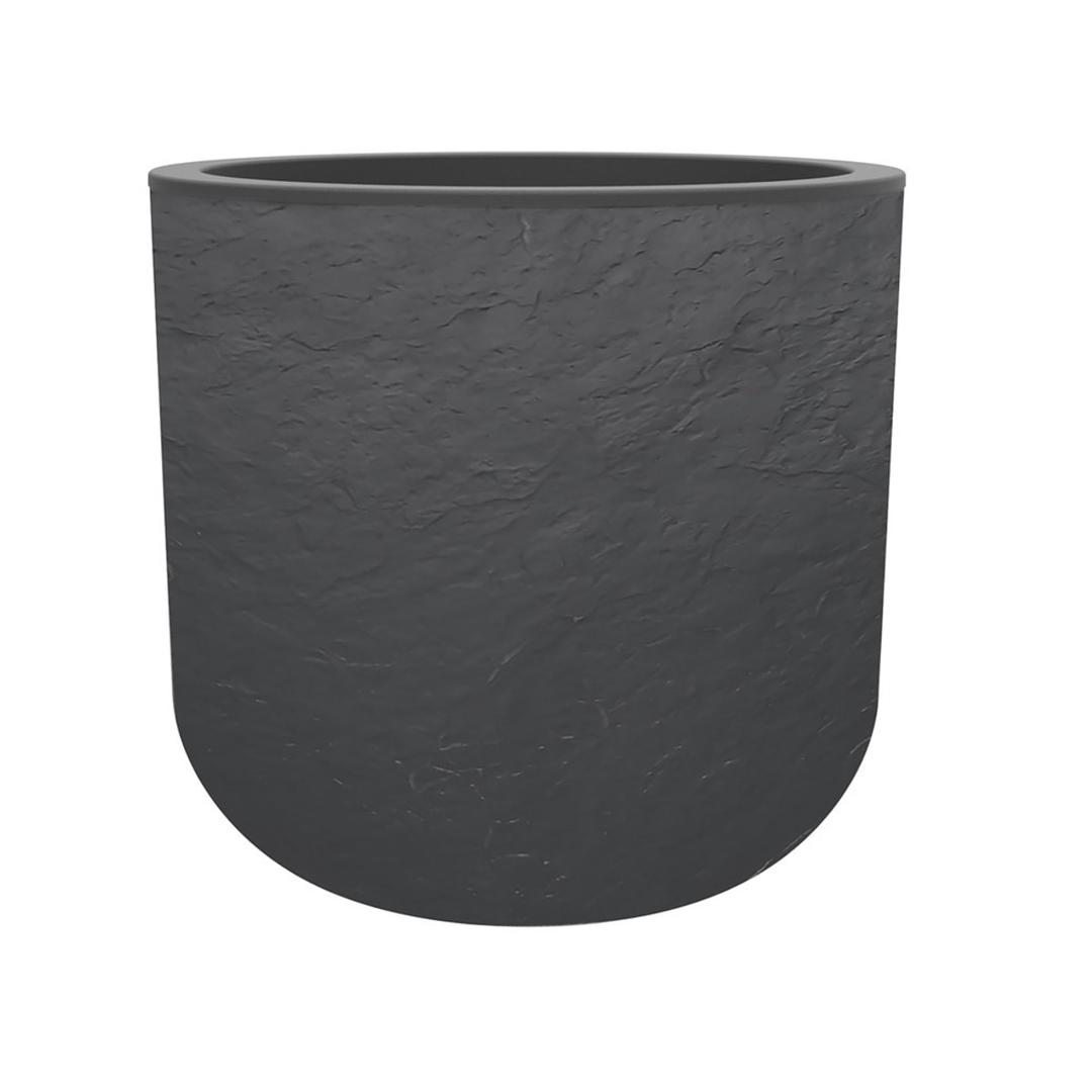 Pot de fleurs rond, décor pierre VOLCANIA'UP Ø 50 cm anthracite EDA - Pot de fleurs rond EDA VOLCANIA'UP Ø 50 cm anthracite, vue d'ensemble