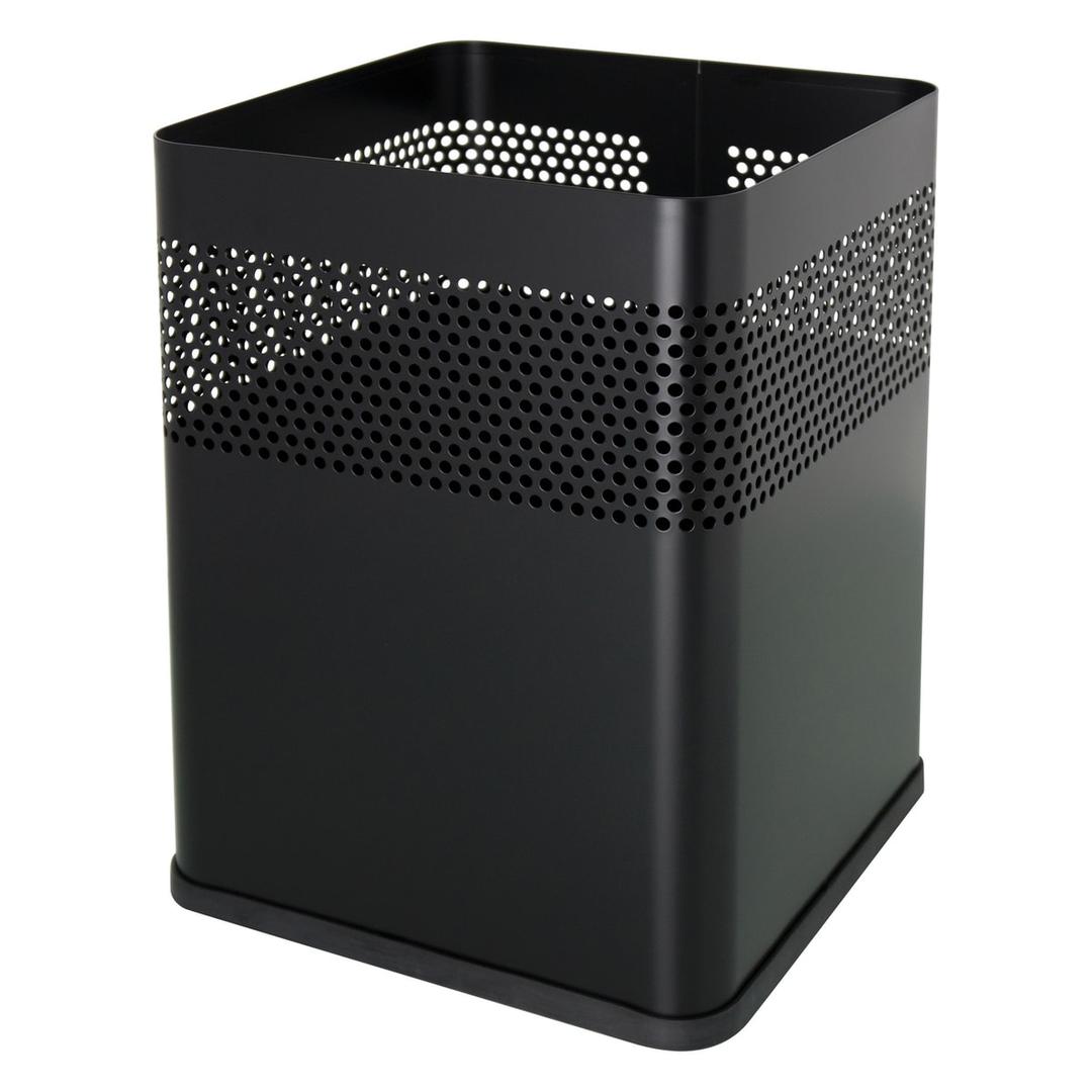 Corbeille à papier, carrée, perforée the dot 18 litres HELIT - Corbeille à papier helit the dot 18 litres noire, vue d'ensemble