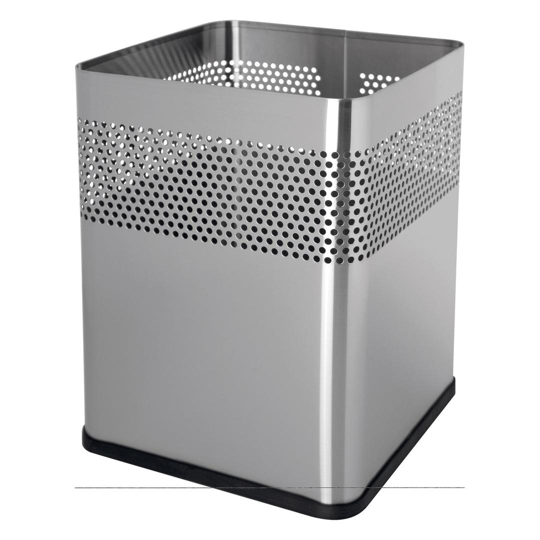 Corbeille à papier, carrée, perforée the dot 18 litres HELIT - Corbeille à papier helit the dot 18 litres argent, vue d'ensemble