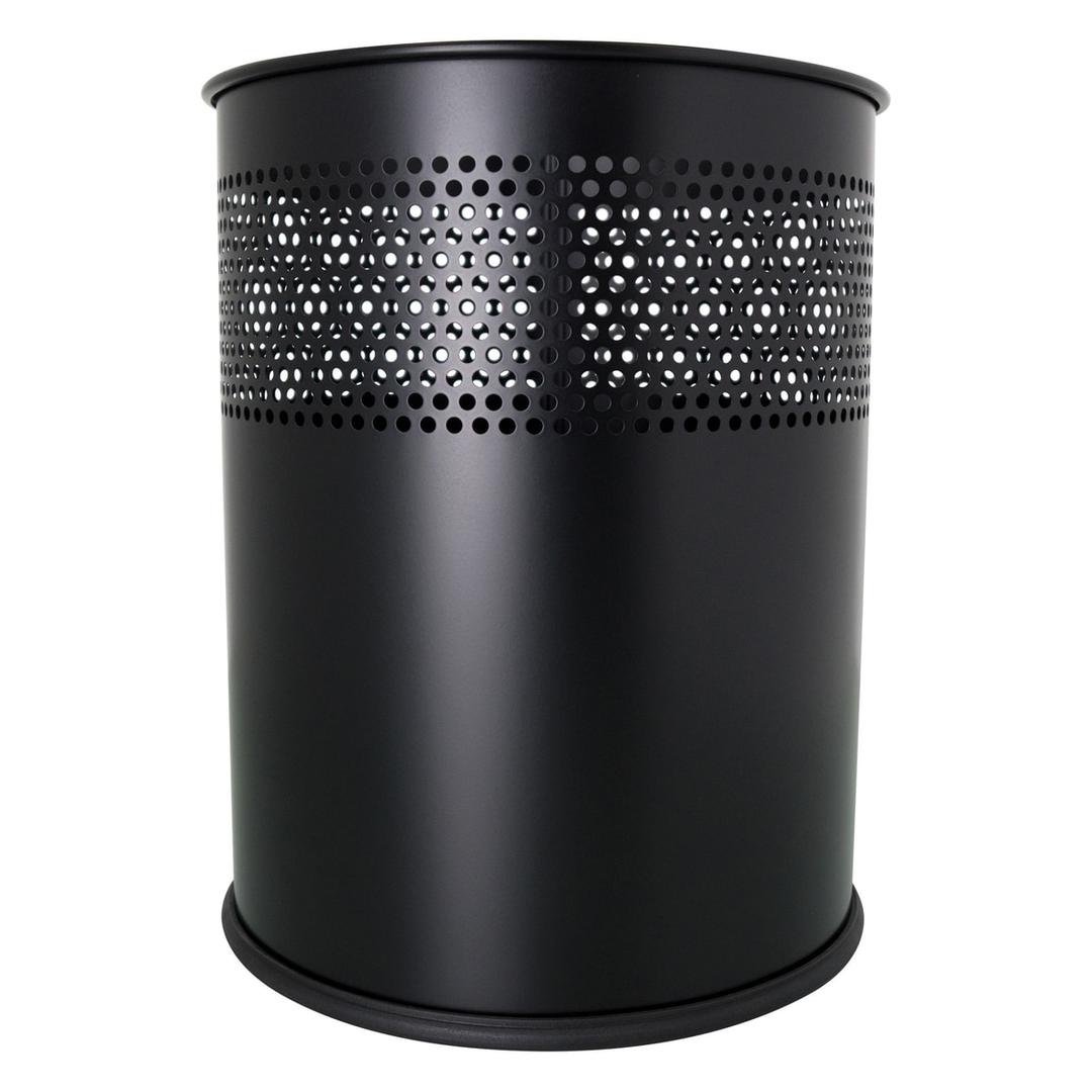 Corbeille à papier, ronde, perforée the dot 15 litres HELIT - Corbeille à papier helit the dot 15 litres noire, autre vue