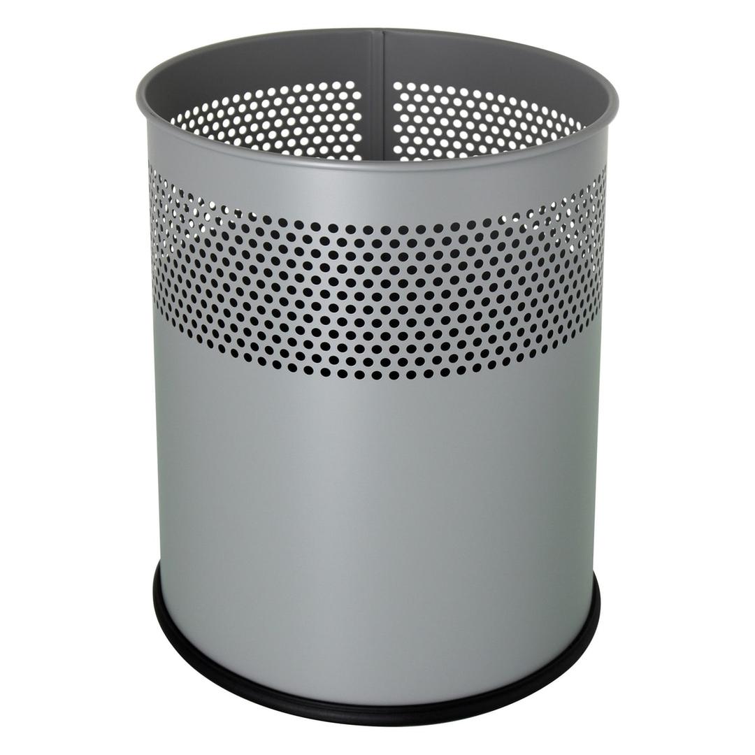 Corbeille à papier, ronde, perforée the dot 15 litres HELIT - Corbeille à papier helit the dot 15 litres gris aluminium, vue d'ensemble