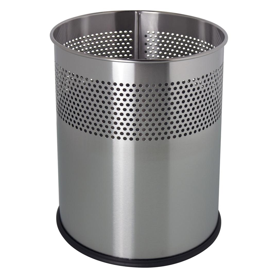 Corbeille à papier, ronde, perforée the dot 15 litres HELIT - Corbeille à papier helit the dot 15 litres argent, vue d'ensemble