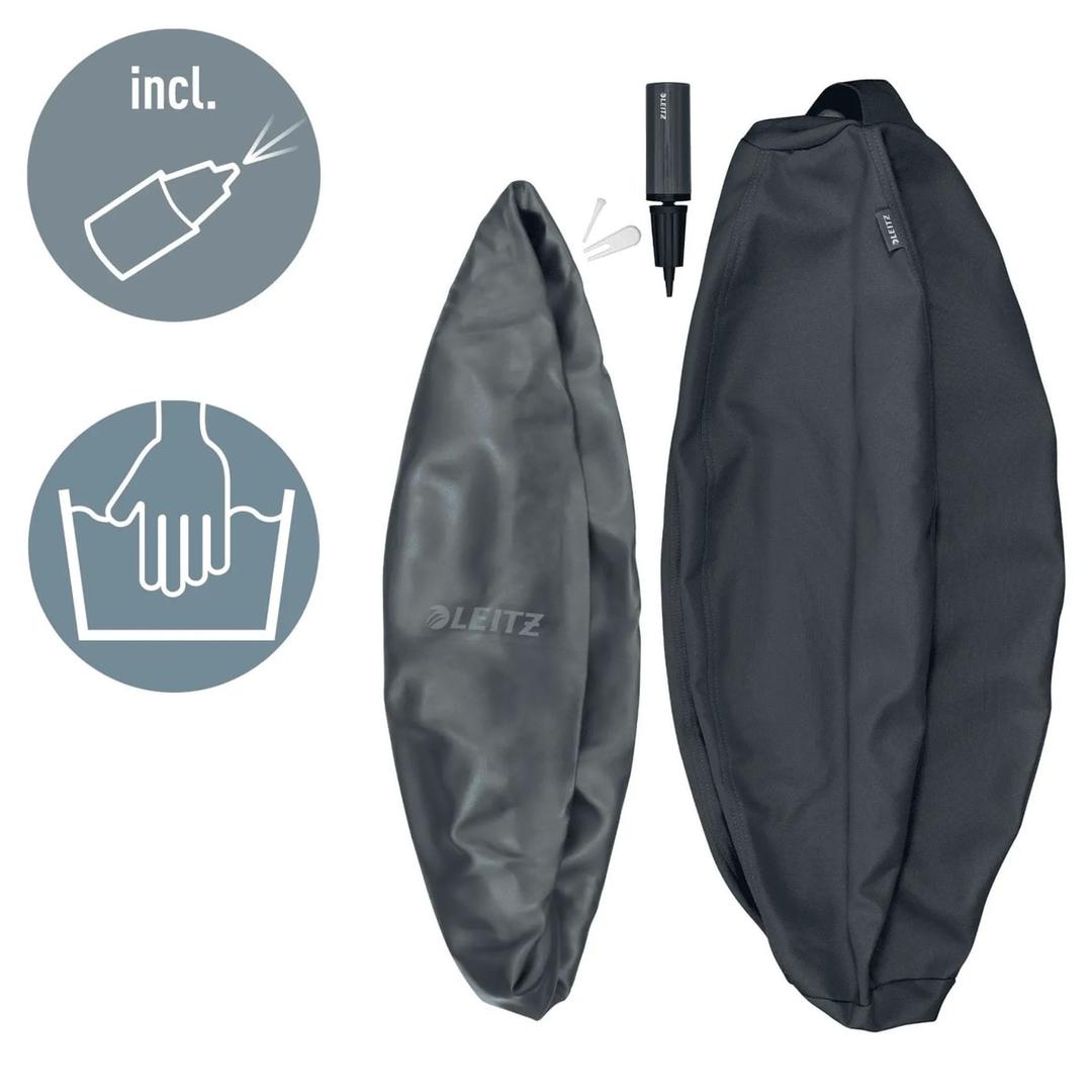 Ballon d'assise, anti-roulis Ergo Active Ø 55 cm gris foncé LEITZ - Ballon d'assise LEITZ Ergo Active Ø 55 cm gris foncé, housse et pompe fournies