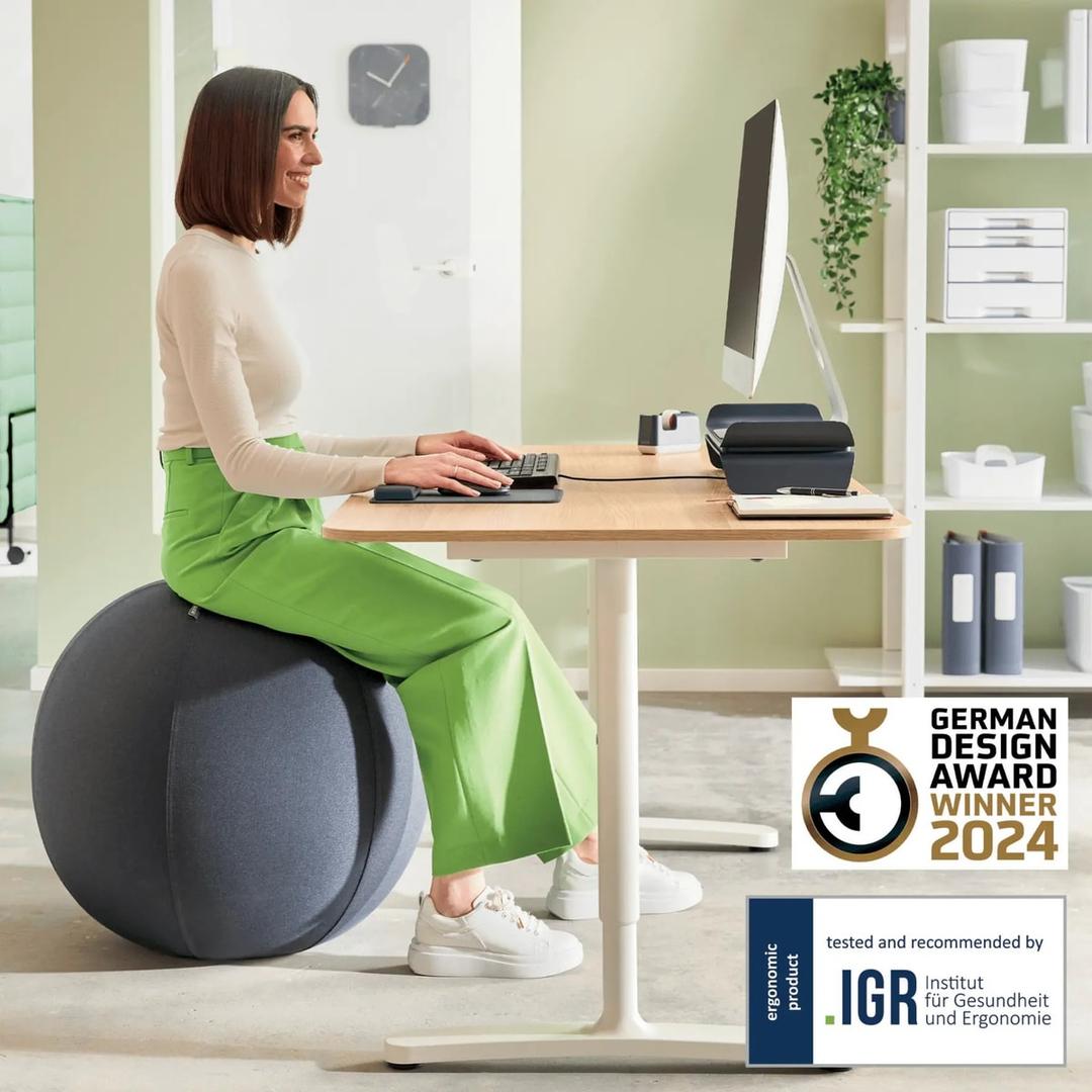 Ballon d'assise, anti-roulis Ergo Active Ø 75 cm gris foncé LEITZ - Ballon d'assise LEITZ Ergo Active Ø 75 cm gris foncé, en situation à un bureau