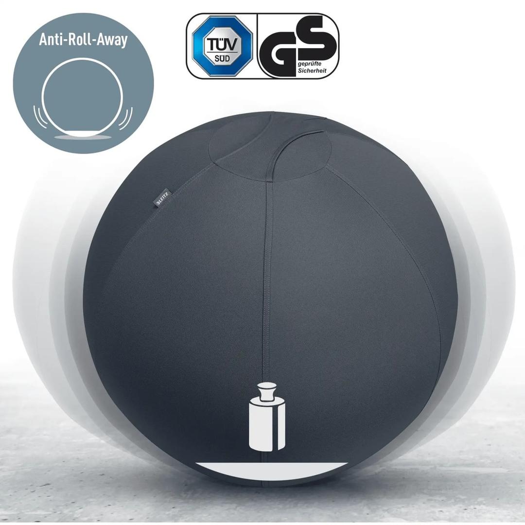 Ballon d'assise, anti-roulis Ergo Active Ø 75 cm gris foncé LEITZ - Ballon d'assise LEITZ Ergo Active Ø 75 cm gris foncé, système anti-roulis