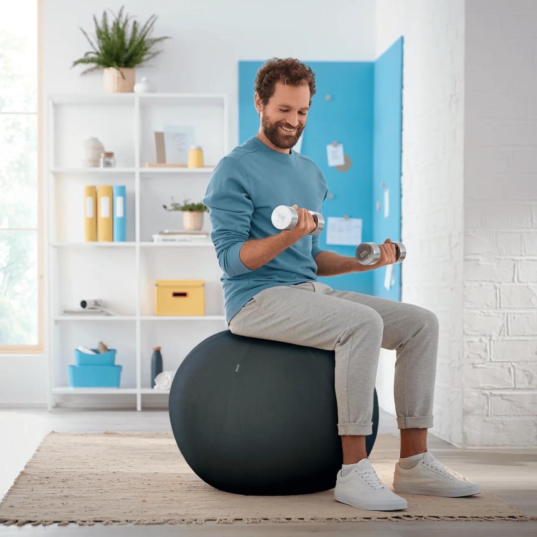 Ballon d'assise, housse zippée Ergo Cosy Ø 65 cm gris LEITZ - Ballon d'assise LEITZ Ergo Cosy Ø 65 cm gris, en situation