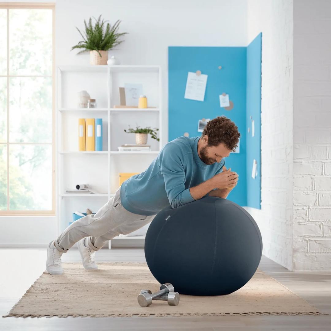Ballon d'assise, housse zippée Ergo Cosy Ø 65 cm gris LEITZ - Ballon d'assise LEITZ Ergo Cosy Ø 65 cm gris, en exercice