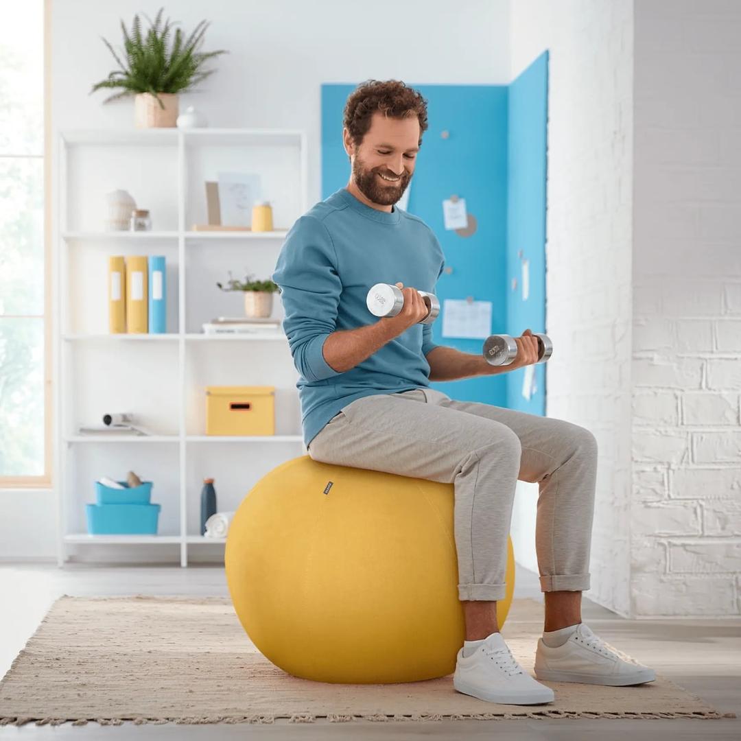 Ballon d'assise, housse zippée Ergo Cosy Ø 65 cm jaune LEITZ - Ballon d'assise LEITZ Ergo Cosy Ø 65 cm jaune, en situation