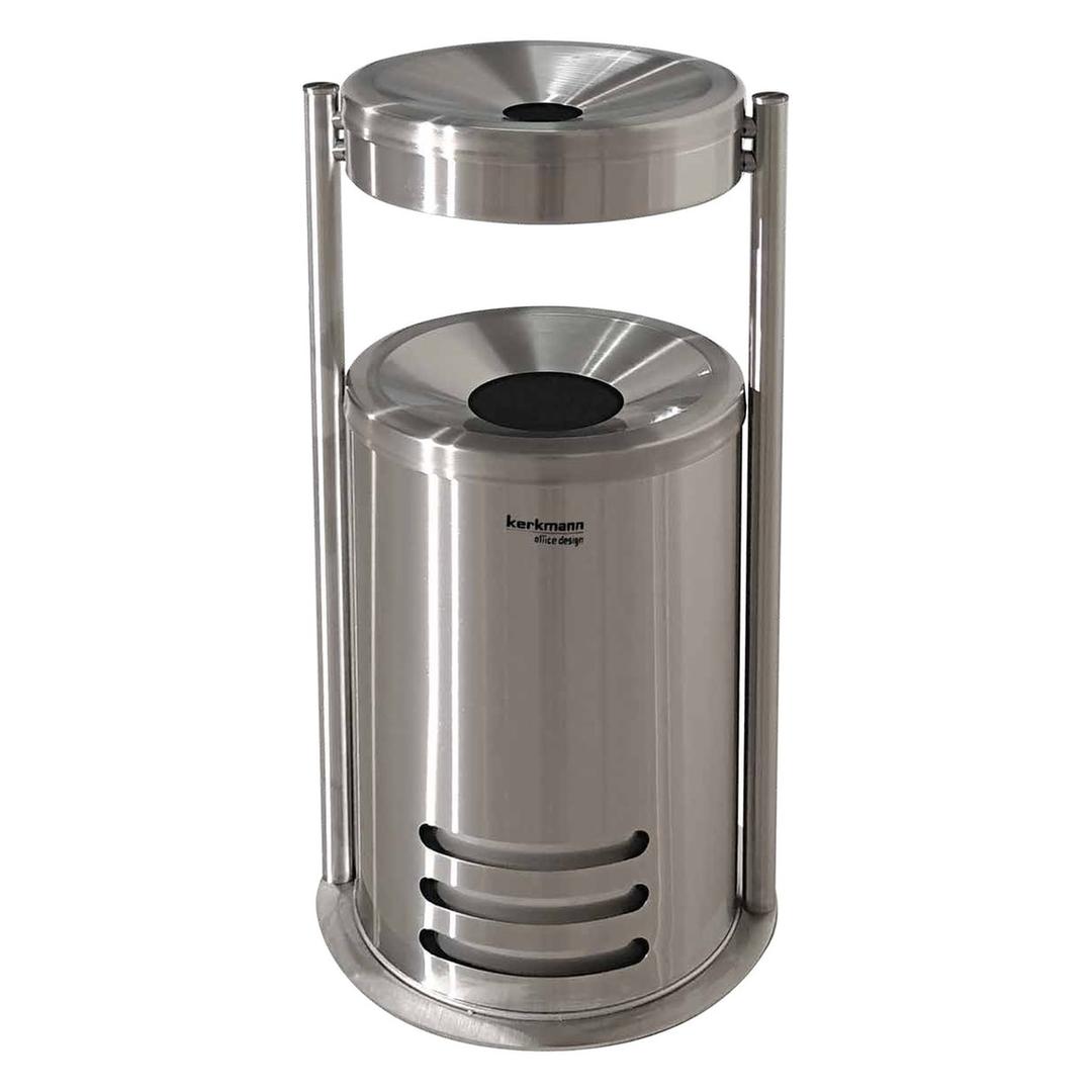 Cendrier-poubelle de sécurité, 15 litres tec-art E inox KERKMANN - Cendrier-poubelle de sécurité kerkmann tec-art E inox, vue d'ensemble
