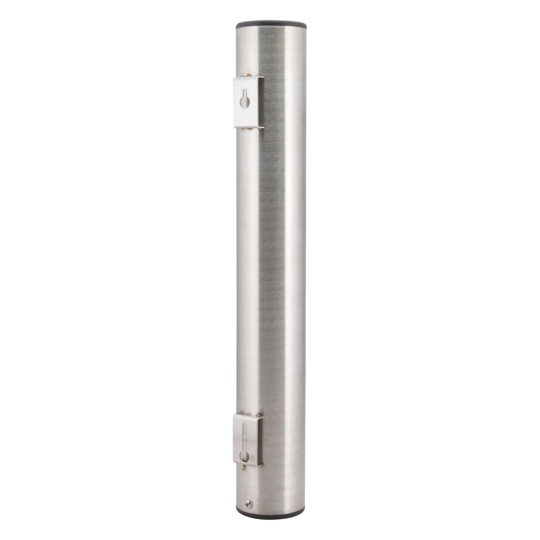 Cendrier mural en inox, 40,5 cm colonne argent SECURIT - Cendrier mural en inox Securit colonne argent, vue de côté avec les fixations