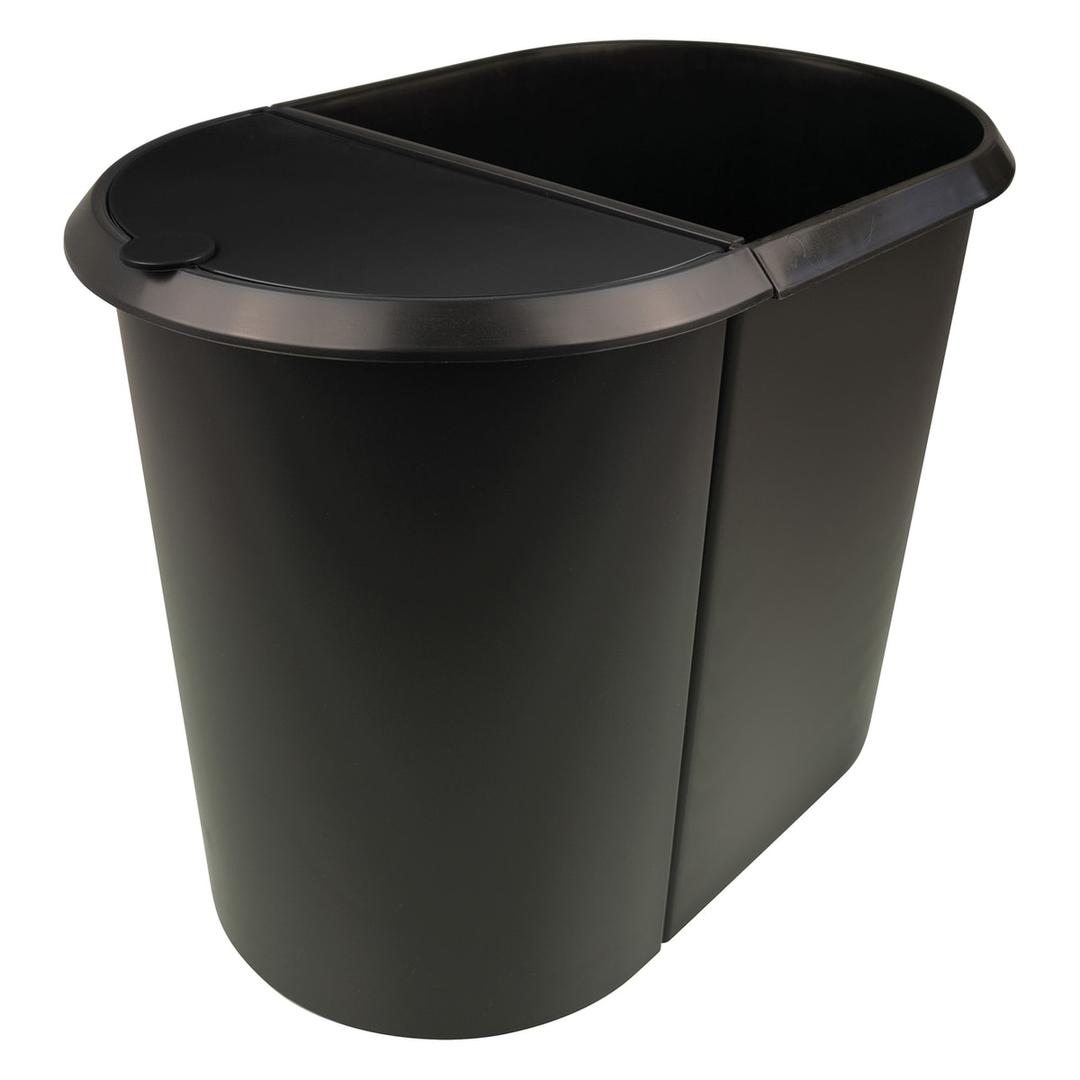 Corbeille de tri, 2 compartiments the double 20 + 9 litres HELIT - Corbeille de tri helit the double 20 + 9 litres noire, vue d'ensemble