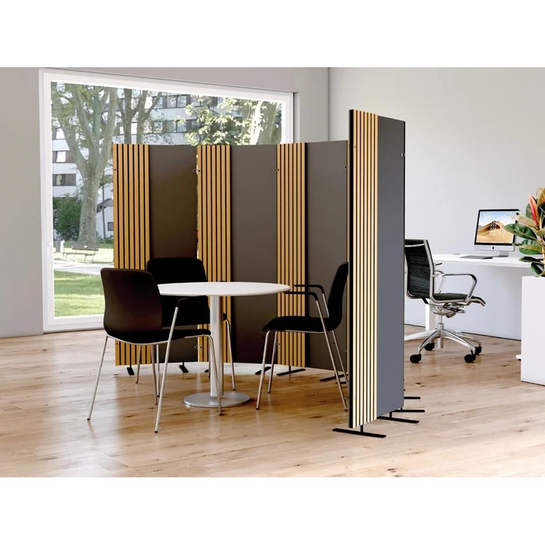 Cloison acoustique sur pieds, 165 cm de haut Oxford anthracite 80 cm KERKMANN - Cloison acoustique kerkmann Oxford anthracite, 80 cm, en situation, plusieurs cloisons