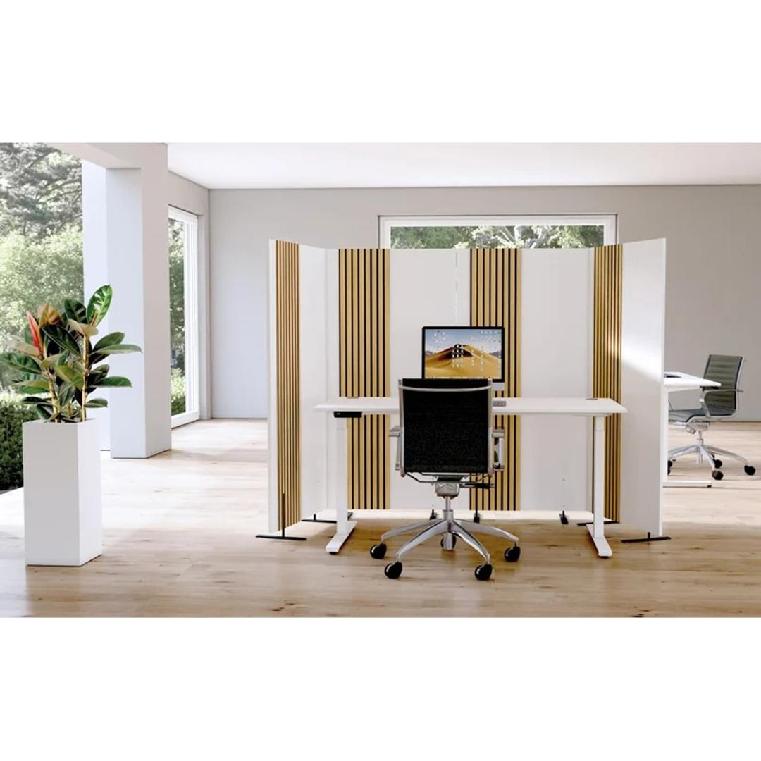 Cloison acoustique sur pieds, 165 cm de haut Oxford blanc 80 cm KERKMANN - Cloison acoustique kerkmann Oxford blanc, 80 cm, en situation, plusieurs cloisons