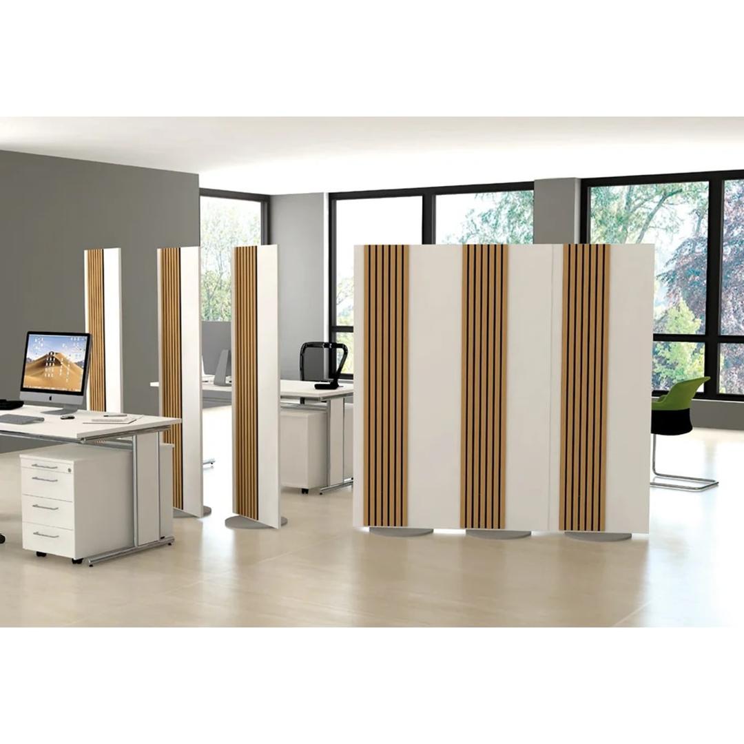 Cloison acoustique pivotante, 80 x 165 cm Oxford pivotant blanc KERKMANN - Cloison acoustique pivotante kerkmann Oxford pivotant blanc, en situation dans un bureau