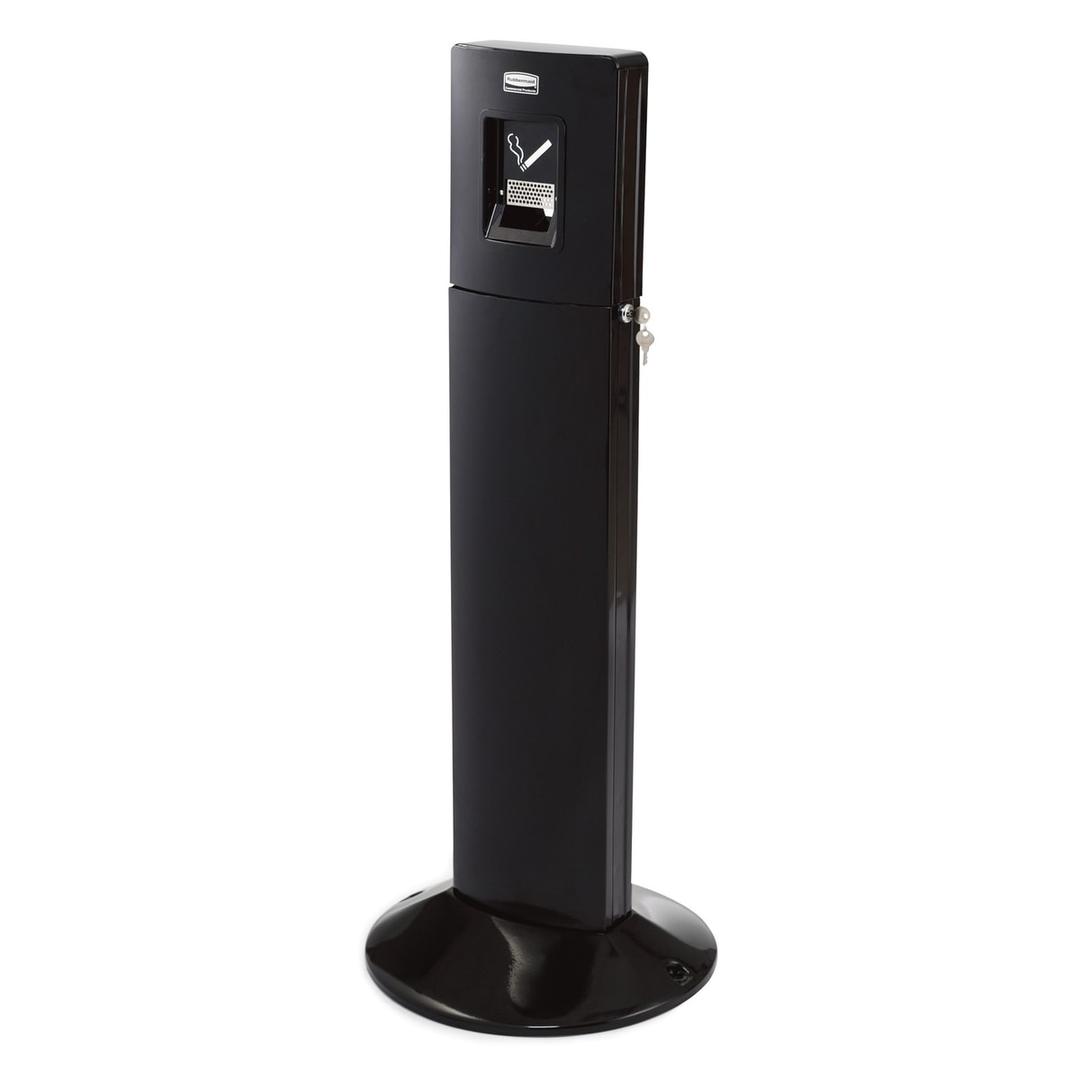 Cendrier sur colonne en métal, à clé Metropolitan Smokers' Station noir RUBBERMAID - Cendrier sur colonne en métal Rubbermaid Metropolitan Smokers' Station noir, vue d'ensemble