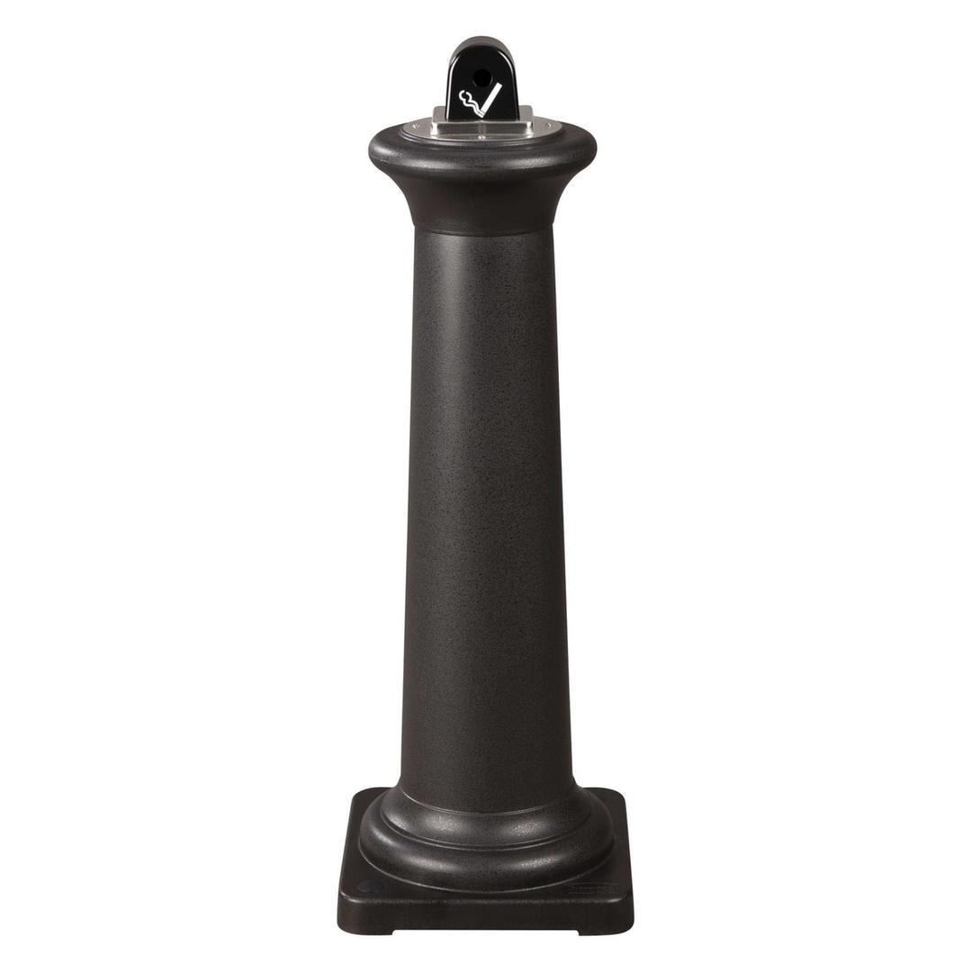 Cendrier sur colonne en résine GroundsKeeper Tuscan noir RUBBERMAID - Cendrier sur colonne en résine Rubbermaid GroundsKeeper Tuscan noir, vue de face