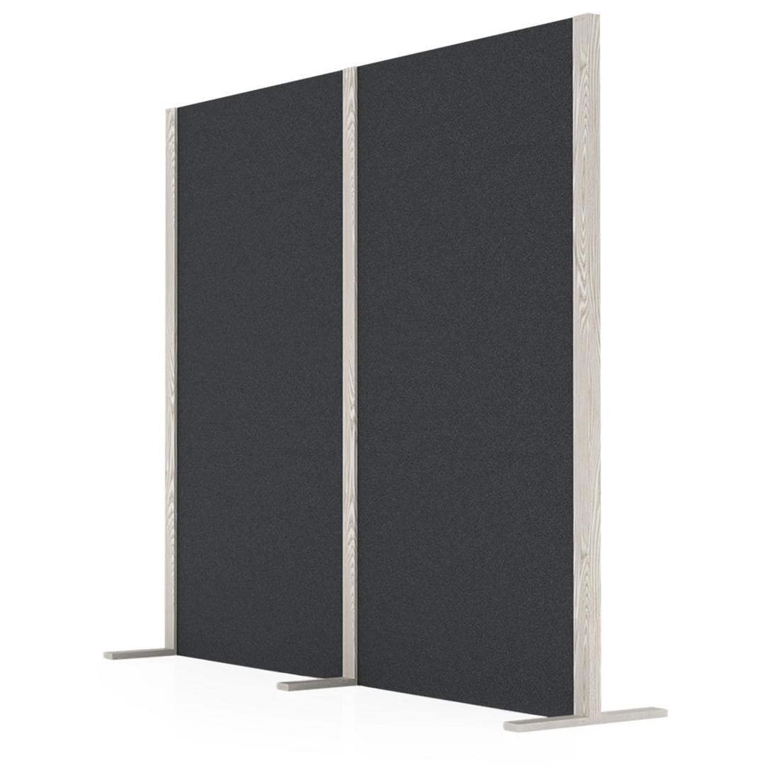 Cloison acoustique en frêne, 2 parois, 207 x 180 cm Wood Series double gris MAGNETOPLAN - Cloison acoustique magnetoplan Wood Series double gris, vue de trois quarts