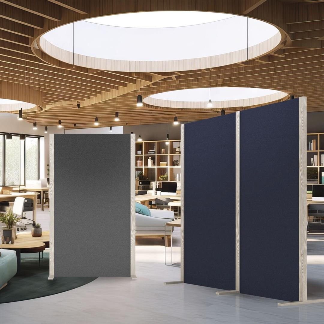 Cloison acoustique en frêne, 2 parois, 207 x 180 cm Wood Series double gris MAGNETOPLAN - Cloison acoustique magnetoplan Wood Series double gris, en situation dans un open space
