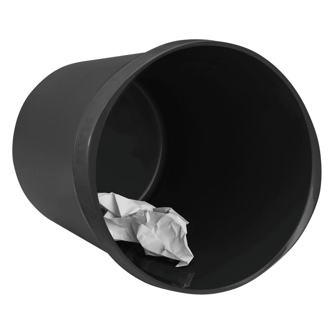 Corbeille à papier, plastique recyclé GRIP KARMA 18 litres HAN - Corbeille à papier HAN GRIP KARMA 18 litres noire, vue plongeante avec des papiers