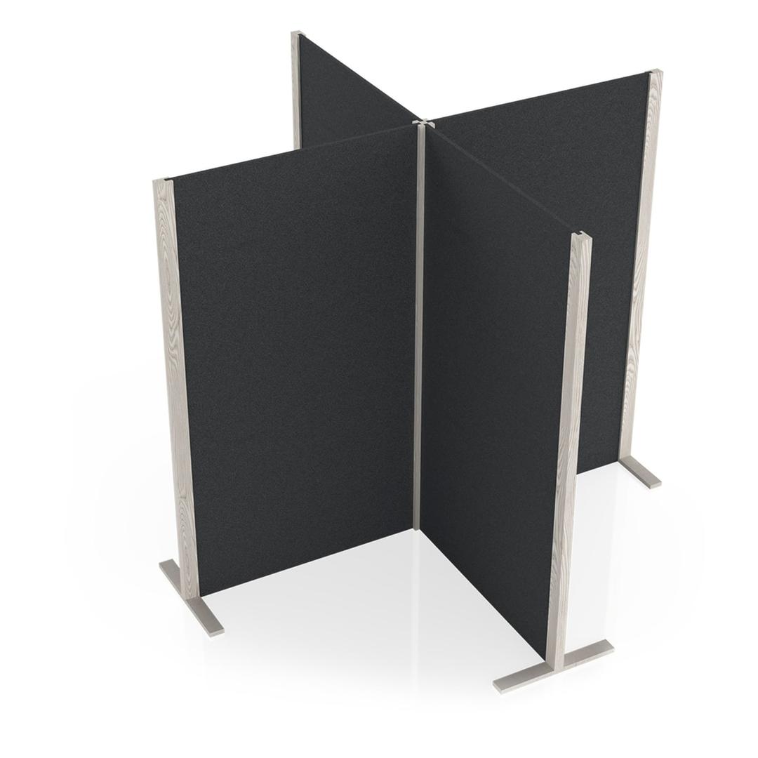 Cloison acoustique en frêne, cube de 4 parois Wood Series cube gris MAGNETOPLAN - Cloison acoustique en frêne magnetoplan Wood Series cube gris, vue de trois quarts