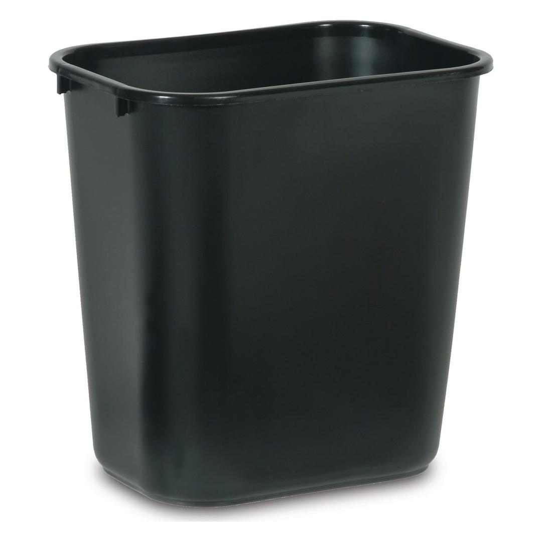 Corbeille à papier, rectangulaire Deskside RUBBERMAID - Corbeille à papier Rubbermaid Deskside noire 26,6 litres, vue de face