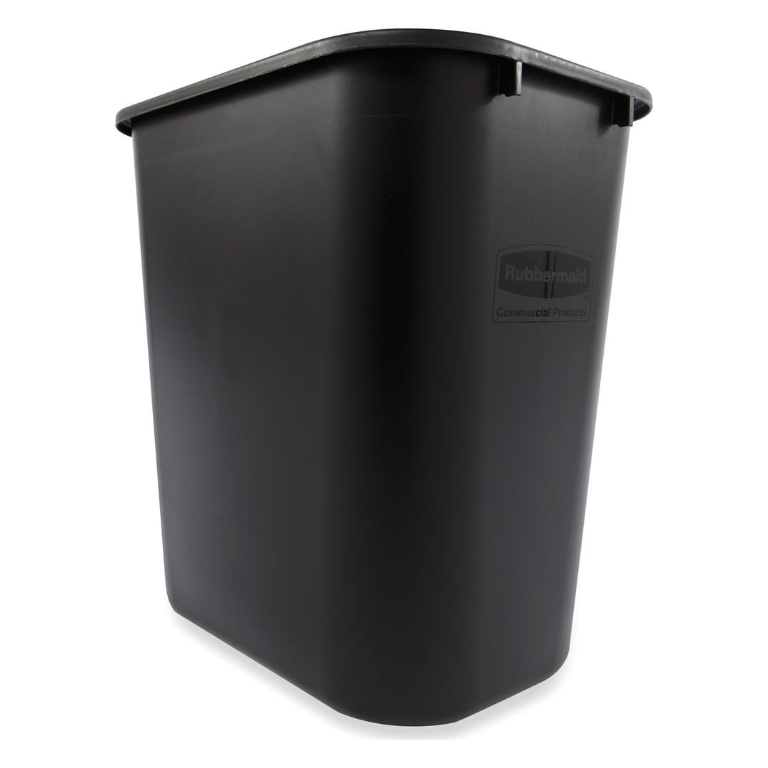 Corbeille à papier, rectangulaire Deskside RUBBERMAID - Corbeille à papier Rubbermaid Deskside noire 26,6 litres, vue de côté