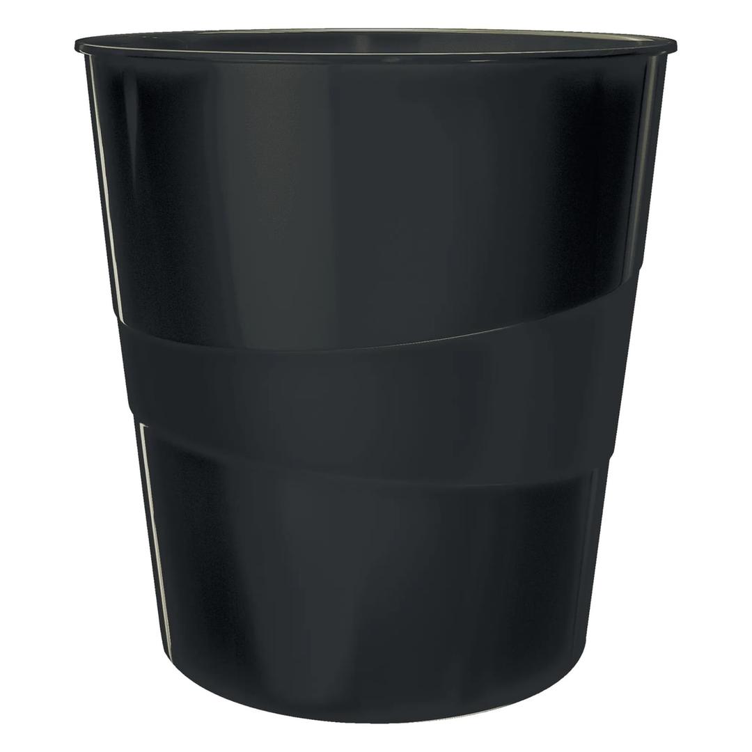 Corbeille à papier, finition laquée WOW 15 litres LEITZ - Corbeille à papier LEITZ WOW 15 litres noire, vue d'ensemble