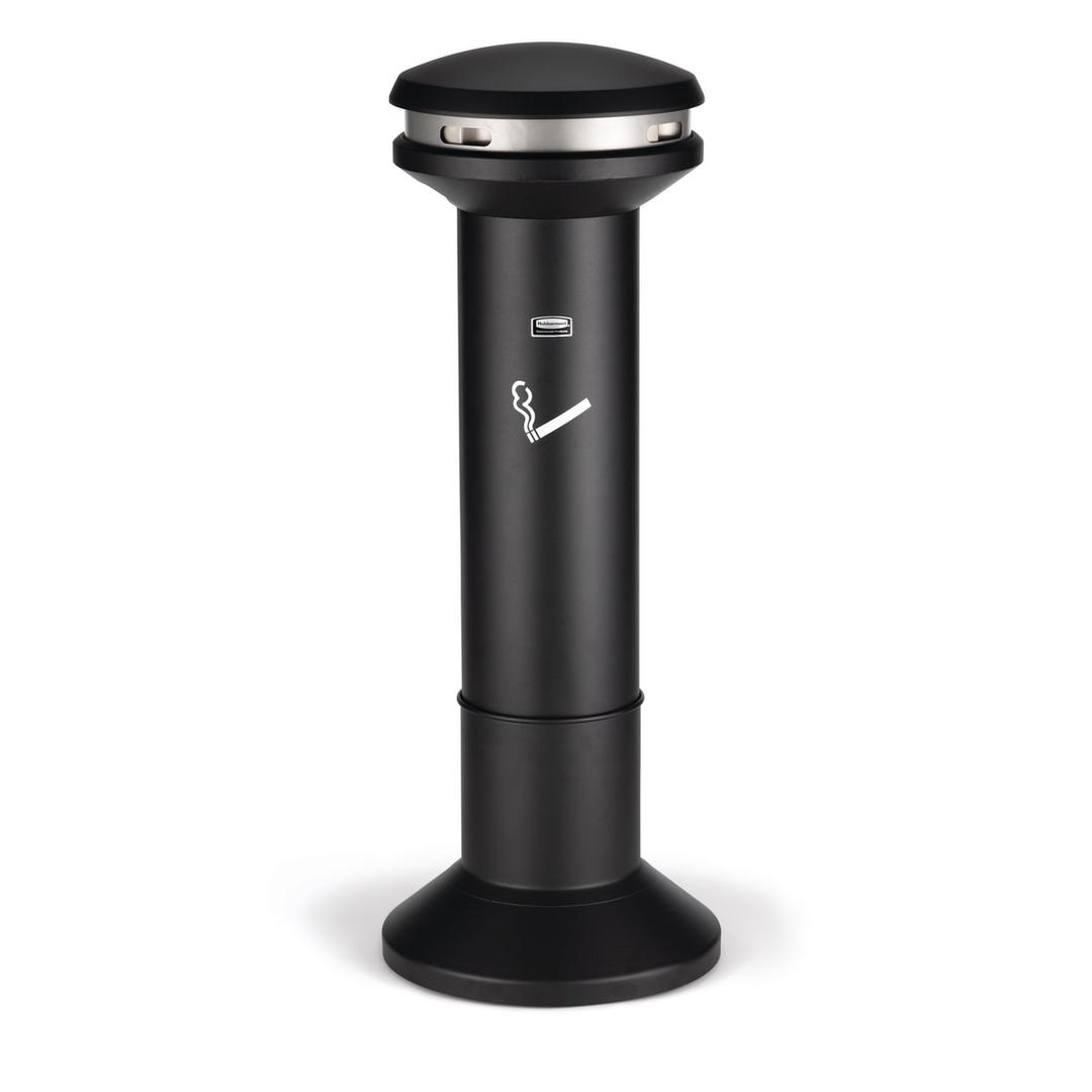 Cendrier sur colonne en inox Infinity grande capacité noir RUBBERMAID - Cendrier sur colonne en inox Rubbermaid Infinity grande capacité noir, vue d'ensemble