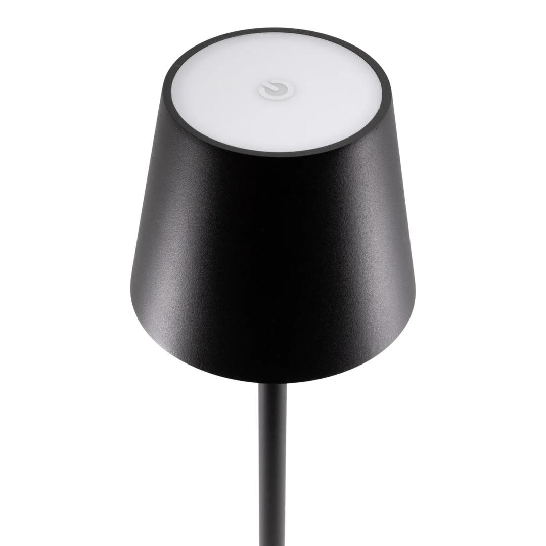 Lampe de table LED sans fil, abat-jour rond FELINE SECURIT - Abat-jour en aluminium noir de la lampe de table Securit FELINE