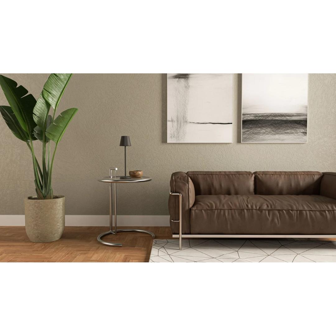 Lampe de table LED sans fil, abat-jour rond FELINE SECURIT - Lampe Securit FELINE noire posée sur un guéridon, dans un salon d'accueil