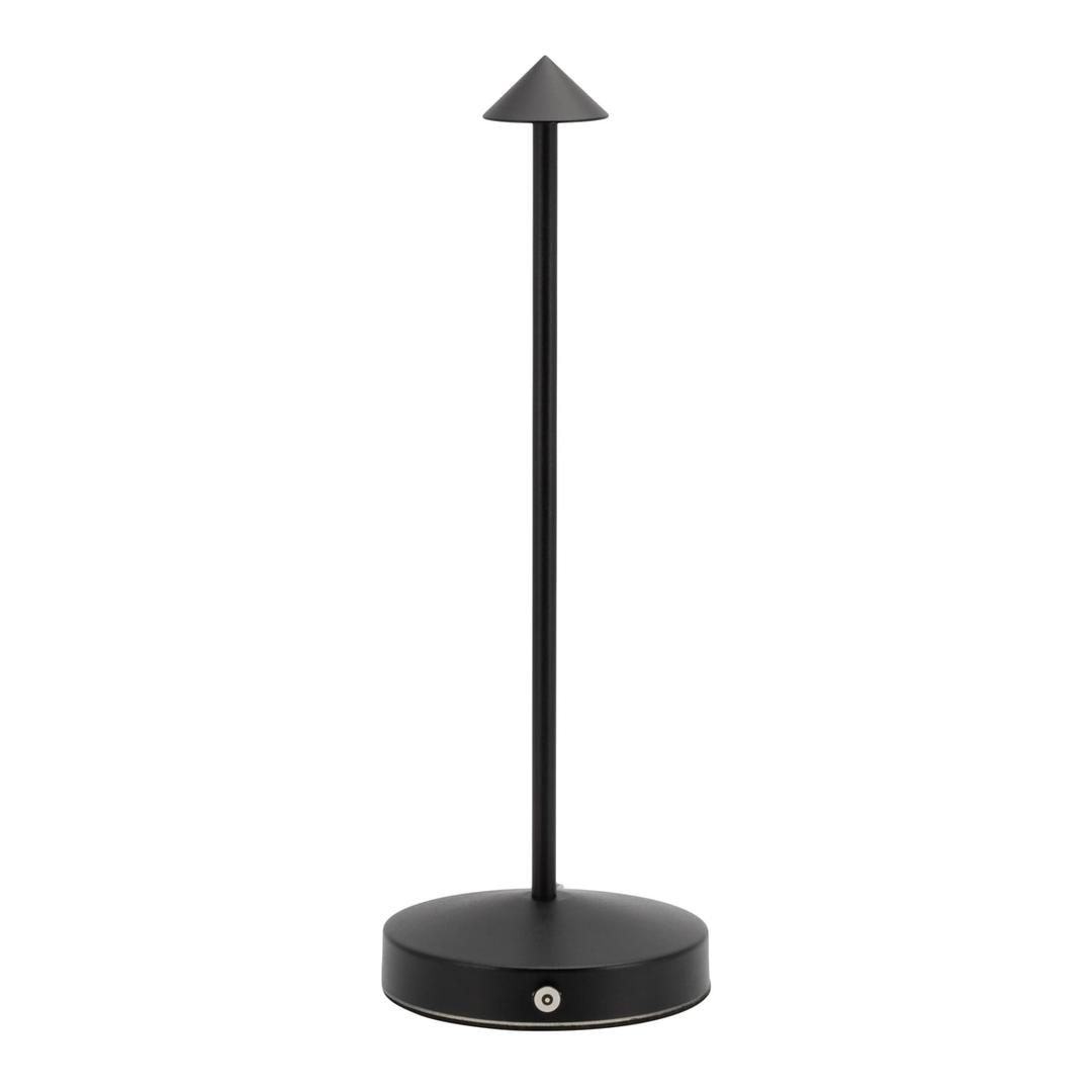 Lampe de table LED sans fil, tête conique ANGELINA SECURIT - Lampe de table Securit ANGELINA noire, bouton visible sur le socle