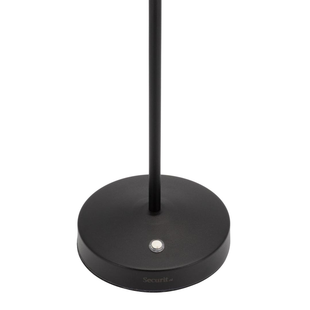 Lampe de table LED sans fil, tête conique ANGELINA SECURIT - Socle rond de la lampe de table Securit ANGELINA noire, avec son bouton