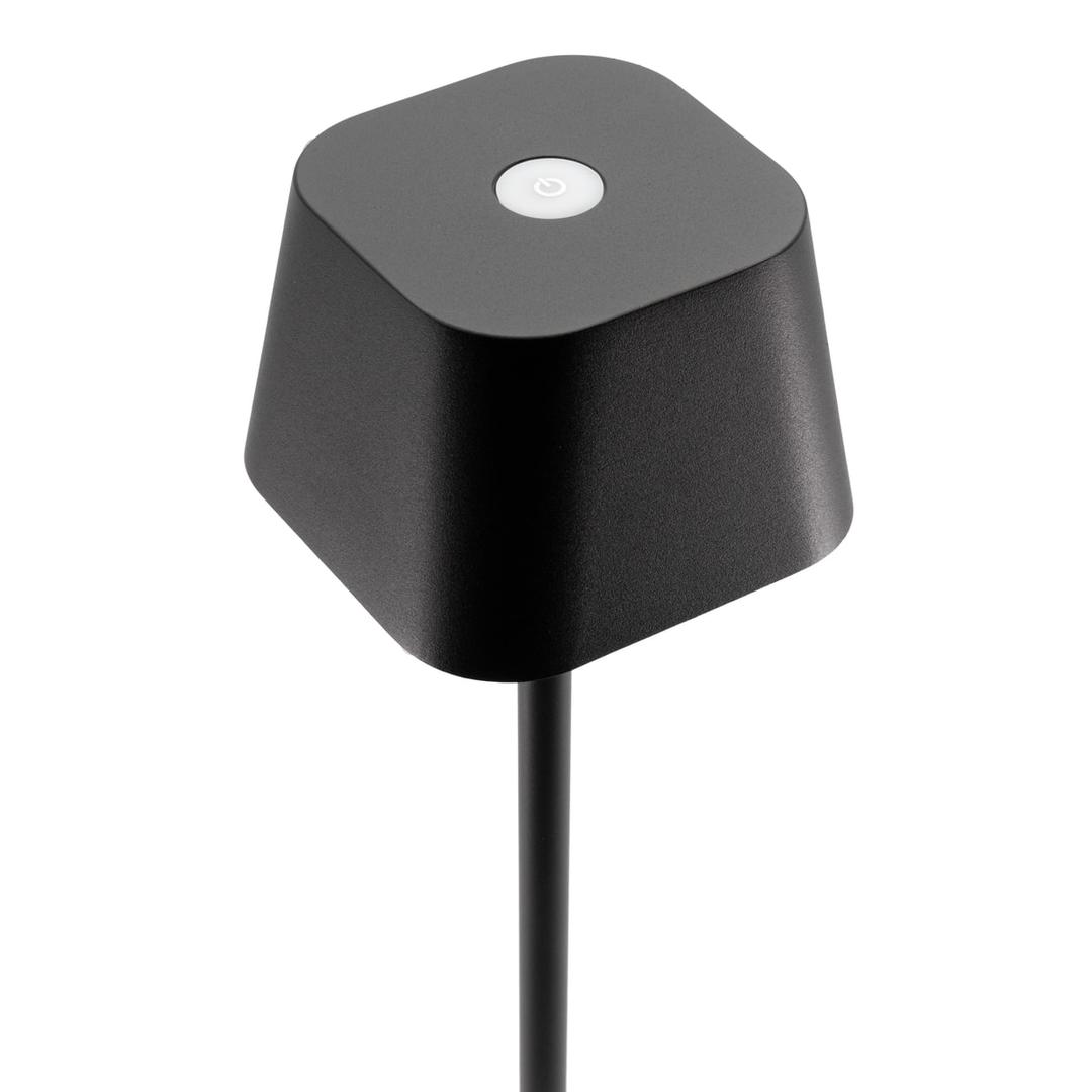 Lampe de table LED sans fil, abat-jour carré GEORGINA SECURIT - Dessus de l'abat-jour de la lampe Securit GEORGINA noire, avec son bouton