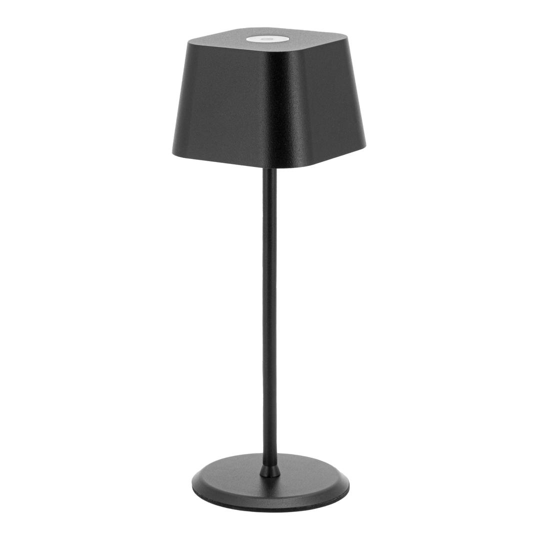 Mini lampe de table LED sans fil, abat-jour carré MALTA SECURIT - Lampe de table Securit MALTA noire, abat-jour carré aux angles arrondis