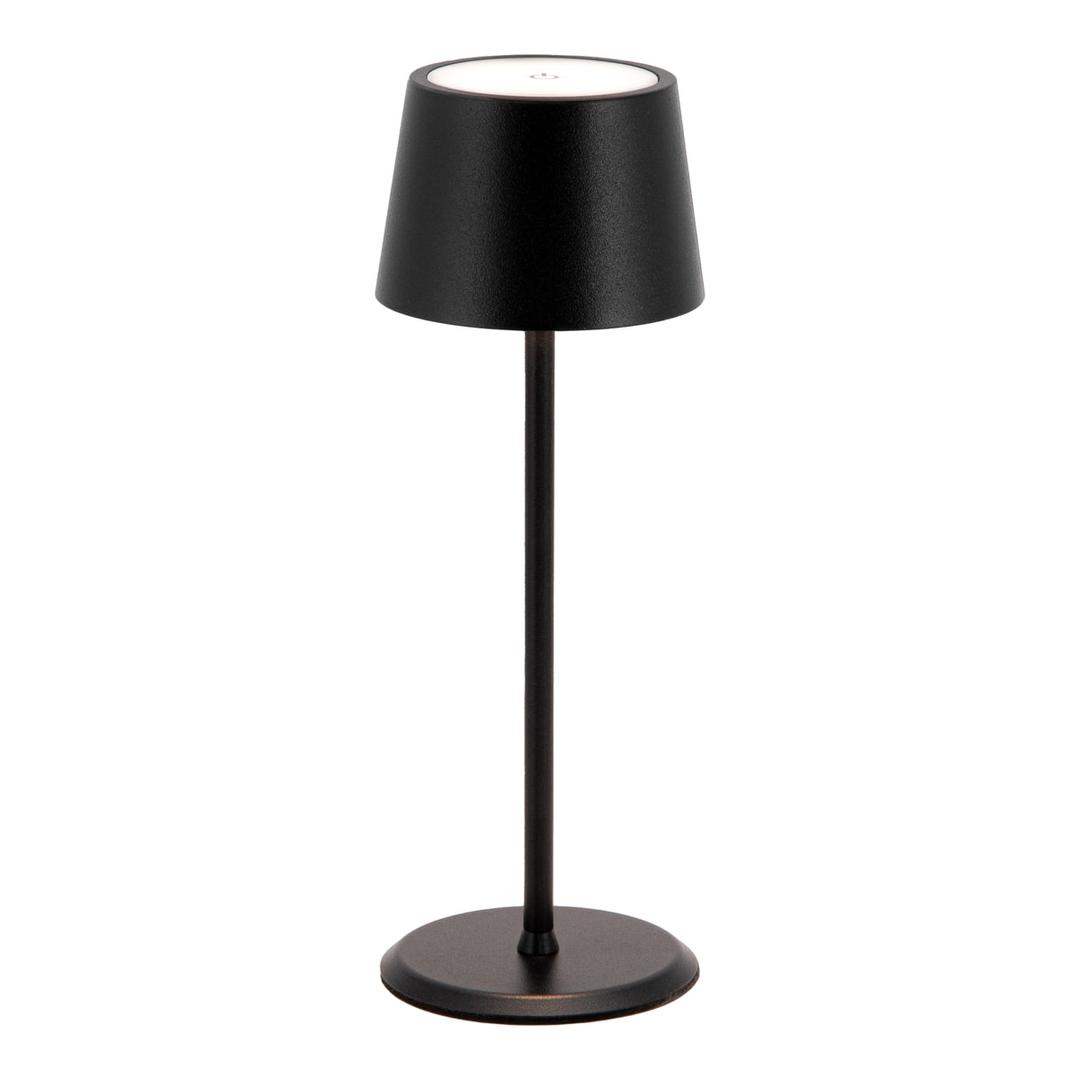 Mini lampe de table LED sans fil, abat-jour rond MONTE-CARLO SECURIT - Lampe de table Securit MONTE-CARLO noire allumée
