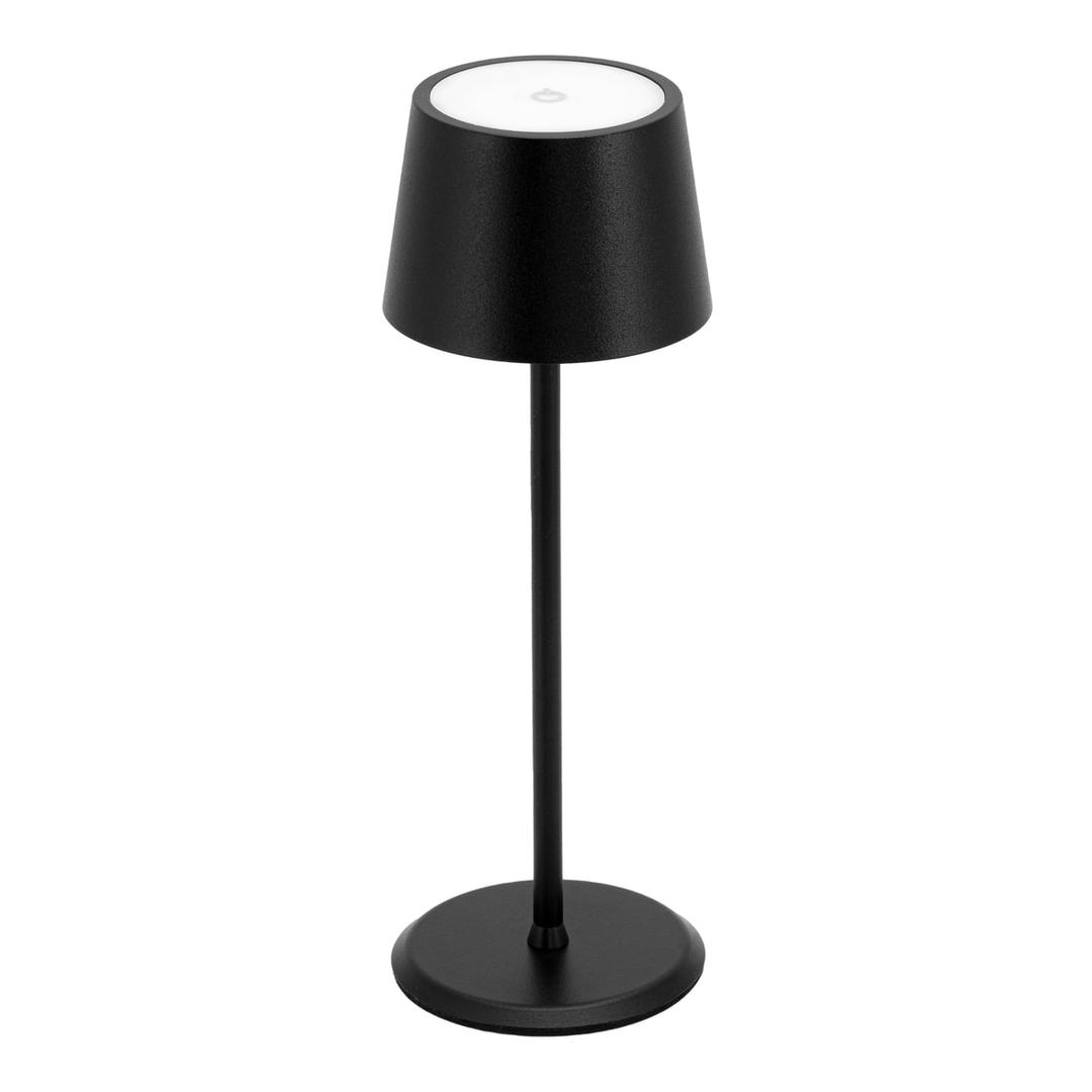 Mini lampe de table LED sans fil, abat-jour rond MONTE-CARLO SECURIT - Dessus de l'abat-jour rond de la lampe Securit MONTE-CARLO noire, avec son bouton