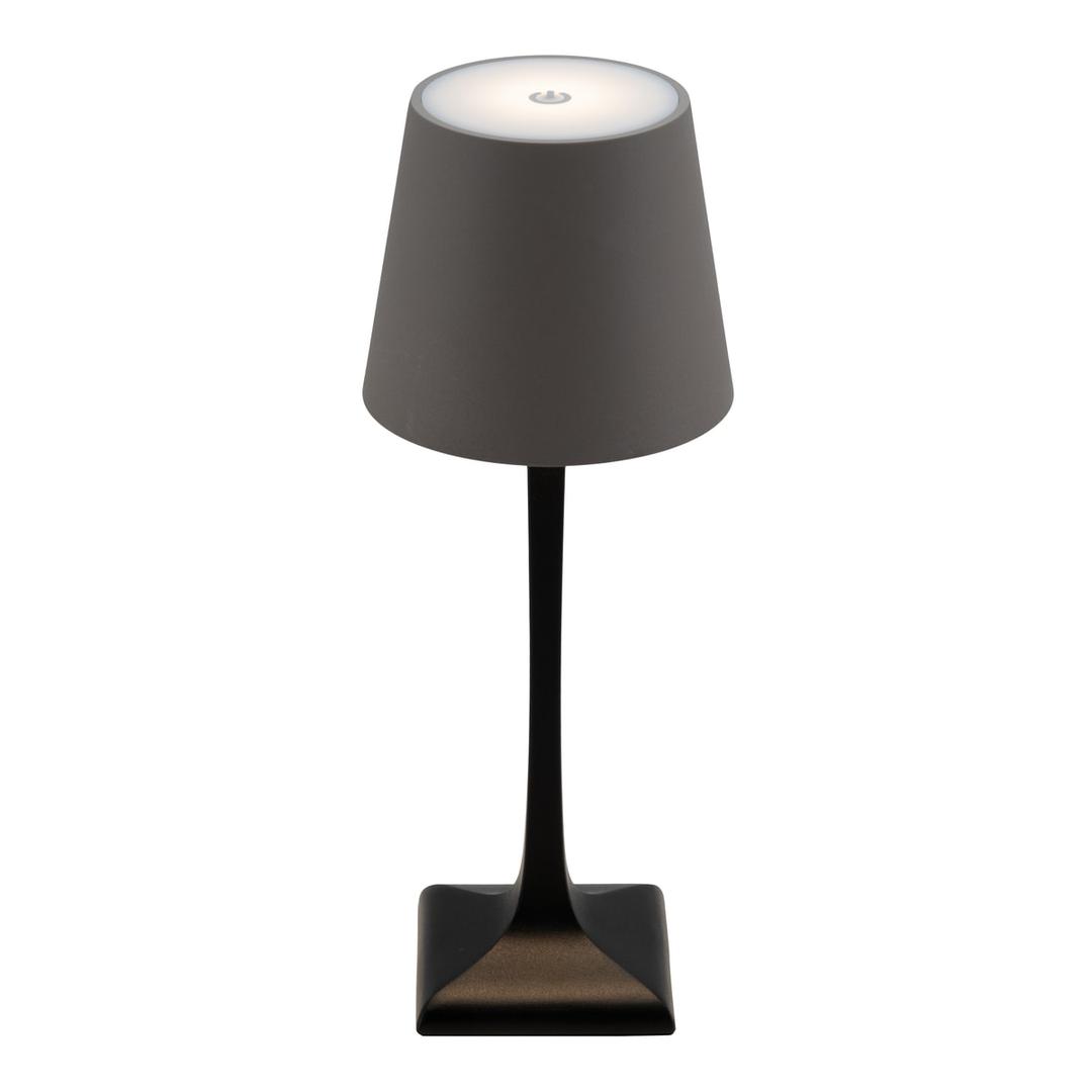 Lampe de table LED sans fil, noir et taupe MILANO SECURIT - Lampe de table Securit MILANO allumée, abat-jour taupe