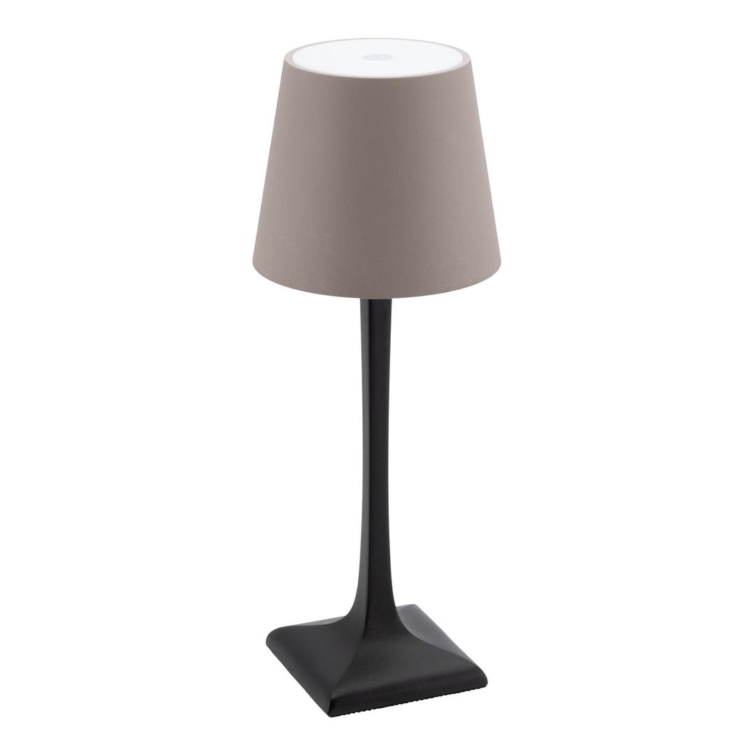 Lampe de table LED sans fil, noir et taupe MILANO SECURIT - Lampe de table Securit MILANO vue de trois quarts, pied noir évasé