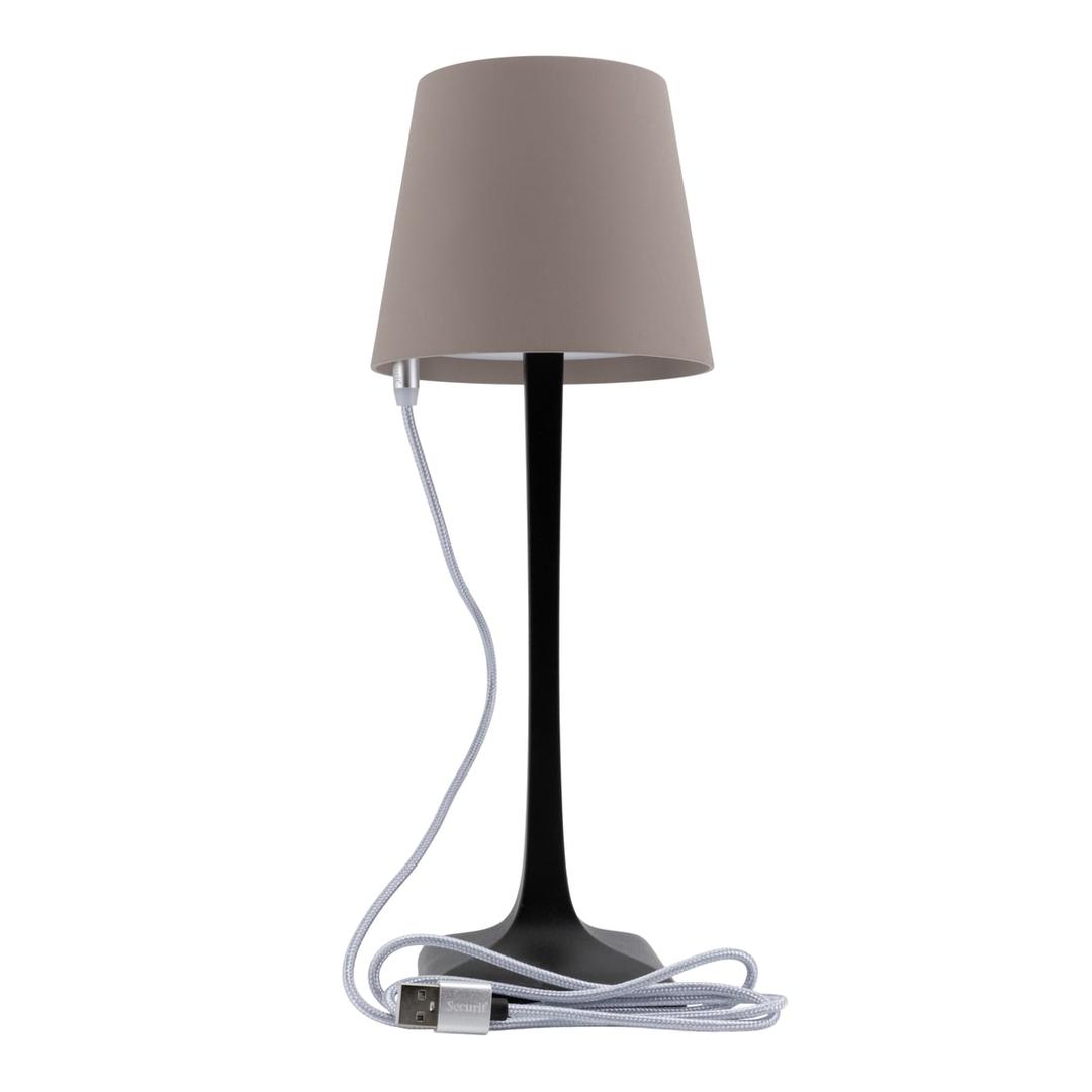 Lampe de table LED sans fil, noir et taupe MILANO SECURIT - Lampe de table Securit MILANO avec son câble de charge magnétique branché