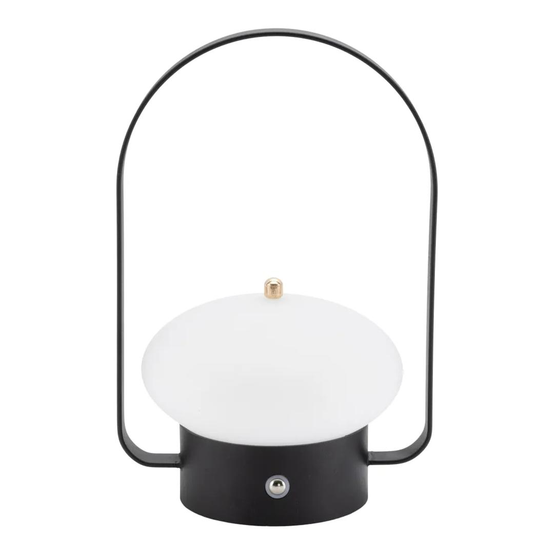 Lampe de table LED sans fil, avec appel du service BARCELONA SECURIT - Lampe de table Securit BARCELONA éteinte, globe blanc et anse noire